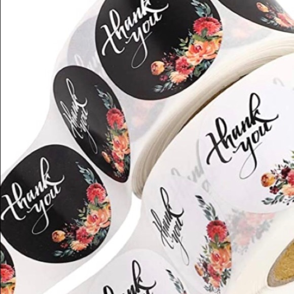 500 roll floral stickers THANK YOU posh packages - Picture 2 of 8